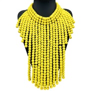 ( yellow) black long necklace multilayer tassel exaggeratingWood necklace