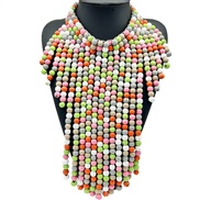 ( Color) black long necklace multilayer tassel exaggeratingWood necklace