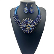 ( blue)occidental style brief aluminum flowers handmade necklace setecklace et