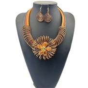 ( orange)occidental style brief aluminum flowers handmade necklace setecklace et