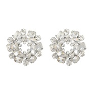 ( Silver)super claw chain occidental style exaggerating earrings Round flowers Earring woman fully-jewelled banquet sty