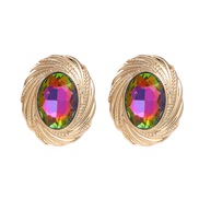 (color ) Round ear stud occidental style exaggerating Earring woman Alloy diamond retro