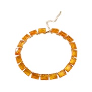 ( orange)autumn occidental style exaggerating necklace square resin woman Bohemia clavicle chainnecklace