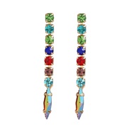 ( Color)fashion colorful diamond earrings occidental style Earring woman Alloy diamond long style earring