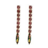(color )fashion colorful diamond earrings occidental style Earring woman Alloy diamond long style earring