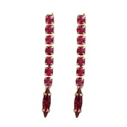 ( rose Red)fashion colorful diamond earrings occidental style Earring woman Alloy diamond long style earring