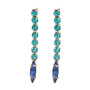 ( blue)fashion colorful diamond earrings occidental style Earring woman Alloy diamond long style earring
