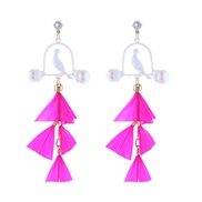 ( rose Red)occidental style personality exaggerating samll long style earring  feather tassel Earring atmospheric fashi