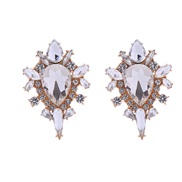 ( white) temperament retro glass diamond earrings woman   high fashion ear studearrings