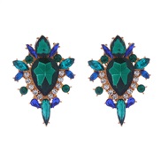 ( green) temperament retro glass diamond earrings woman   high fashion ear studearrings