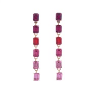 ( red)occidental style fashion multilayer square diamond earrings long style tassel exaggerating temperament earring wo