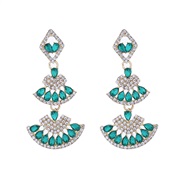 (green )occidental style Bohemian style long style multilayer earrings exaggerating temperament high banquet ear stud E