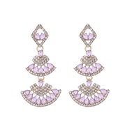 (purple)occidental style Bohemian style long style multilayer earrings exaggerating temperament high banquet ear stud E