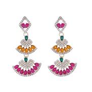 ( rose Red)occidental style Bohemian style long style multilayer earrings exaggerating temperament high banquet ear stu