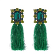 ( green)occidental style retro Bohemian style long style tassel earrings woman fashion temperament banquet ear stud Ear