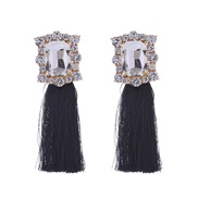 ( black)occidental style retro Bohemian style long style tassel earrings woman fashion temperament banquet ear stud Ear