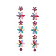 ( Color)occidental style fashion diamond flowers earrings exaggerating personality long style multilayer flowers ear st