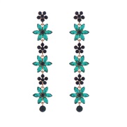 ( green)occidental style fashion diamond flowers earrings exaggerating personality long style multilayer flowers ear st