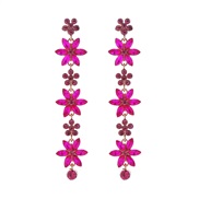 ( rose Red)occidental style fashion diamond flowers earrings exaggerating personality long style multilayer flowers ear