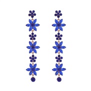 ( blue)occidental style fashion diamond flowers earrings exaggerating personality long style multilayer flowers ear stu