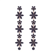 ( black)occidental style fashion diamond flowers earrings exaggerating personality long style multilayer flowers ear st