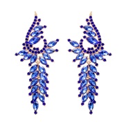(574 6 BU)occidental style exaggerating luxurious diamond tassel ear stud palace earring noble Korea earrings leaves
