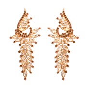 (574 6 CE)occidental style exaggerating luxurious diamond tassel ear stud palace earring noble Korea earrings leaves