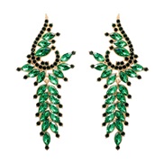 (574 6 GN)occidental style exaggerating luxurious diamond tassel ear stud palace earring noble Korea earrings leaves