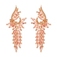 (574 6 LPK)occidental style exaggerating luxurious diamond tassel ear stud palace earring noble Korea earrings leaves