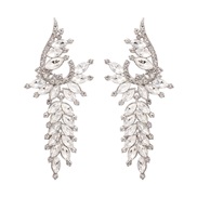 (574 6 SV)occidental style exaggerating luxurious diamond tassel ear stud palace earring noble Korea earrings leaves