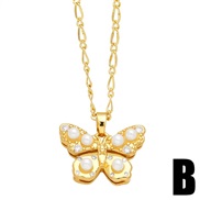 (B)occidental style temperament Pearl butterfly necklace personality clavicle chain all-Purposenkn