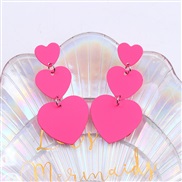 ( rose Redlove )three love earrings ear stud long style splice fashion brief wind occidental style Metal earring lady