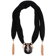 ( black)chain tassel pendant  Chiffon mixed color  lady shawl necklace