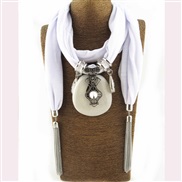 ( white)chain tassel pendant  Chiffon mixed color  lady shawl necklace