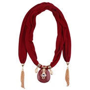 ( Red wine)chain tassel pendant  Chiffon mixed color  lady shawl necklace