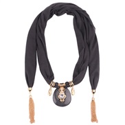 (Dark gray)chain tassel pendant  Chiffon mixed color  lady shawl necklace