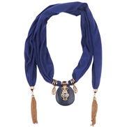 (Tibetan green )chain tassel pendant  Chiffon mixed color  lady shawl necklace