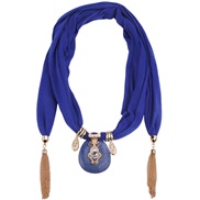 ( sapphire blue )chain tassel pendant  Chiffon mixed color  lady shawl necklace