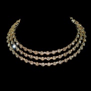 ( Gold)occidental style fashion crystal necklace earrings bangle three Rhinestone Alloy claw chain diamond Collar woman