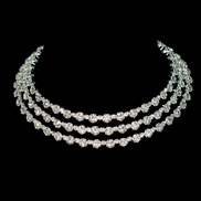( Silver)occidental style fashion crystal necklace earrings bangle three Rhinestone Alloy claw chain diamond Collar wom