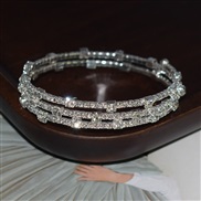 ( Silver White Diamond )opening bangle textured woman bracelet row Rhinestone surround bangle