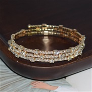 ( Gold  White Diamond )opening bangle textured woman bracelet row Rhinestone surround bangle