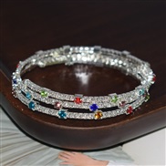 ( Silver  Color diamond )opening bangle textured woman bracelet row Rhinestone surround bangle