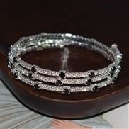 ( Silver   Black )opening bangle textured woman bracelet row Rhinestone surround bangle
