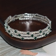 ( Silver  Dark green)opening bangle textured woman bracelet row Rhinestone surround bangle