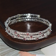 ( Silver  )opening bangle textured woman bracelet row Rhinestone surround bangle