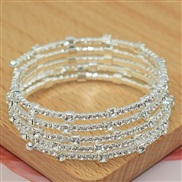 (SL 1 89 5  Silver) occidental style fashion gold silver color row Rhinestone opening bangle more row twining claw diam
