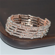 (SL 1 89 5  Rose Gold) occidental style fashion gold silver color row Rhinestone opening bangle more row twining claw d