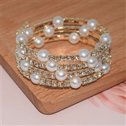( Gold) occidental style Rhinestone Pearl multilayer bangle twining more row bracelet claw diamond bracelet