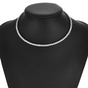 (1  Silver)Rhinestone row bride Collar necklace woman  diamond personality stage Collar circle